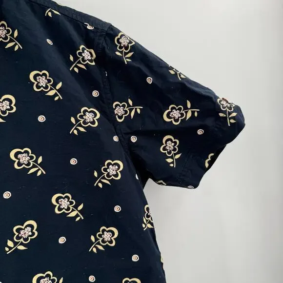 Ben Sherman Neps Shirt Small Floral Print Button Down Navy Cotton Short Sleeve - Picture 8 of 13